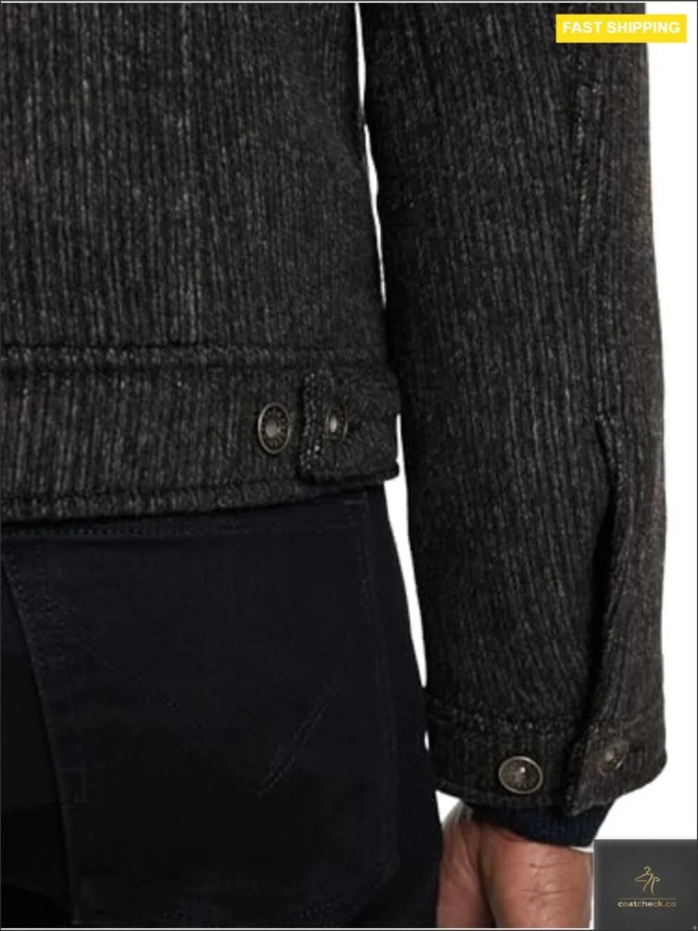 Men's Band Collar Jacket Wool Blend Aviator Silhouette Fitted Zip Front Fall